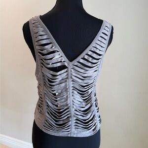BCBGeneration Gray Cutout Tank Top